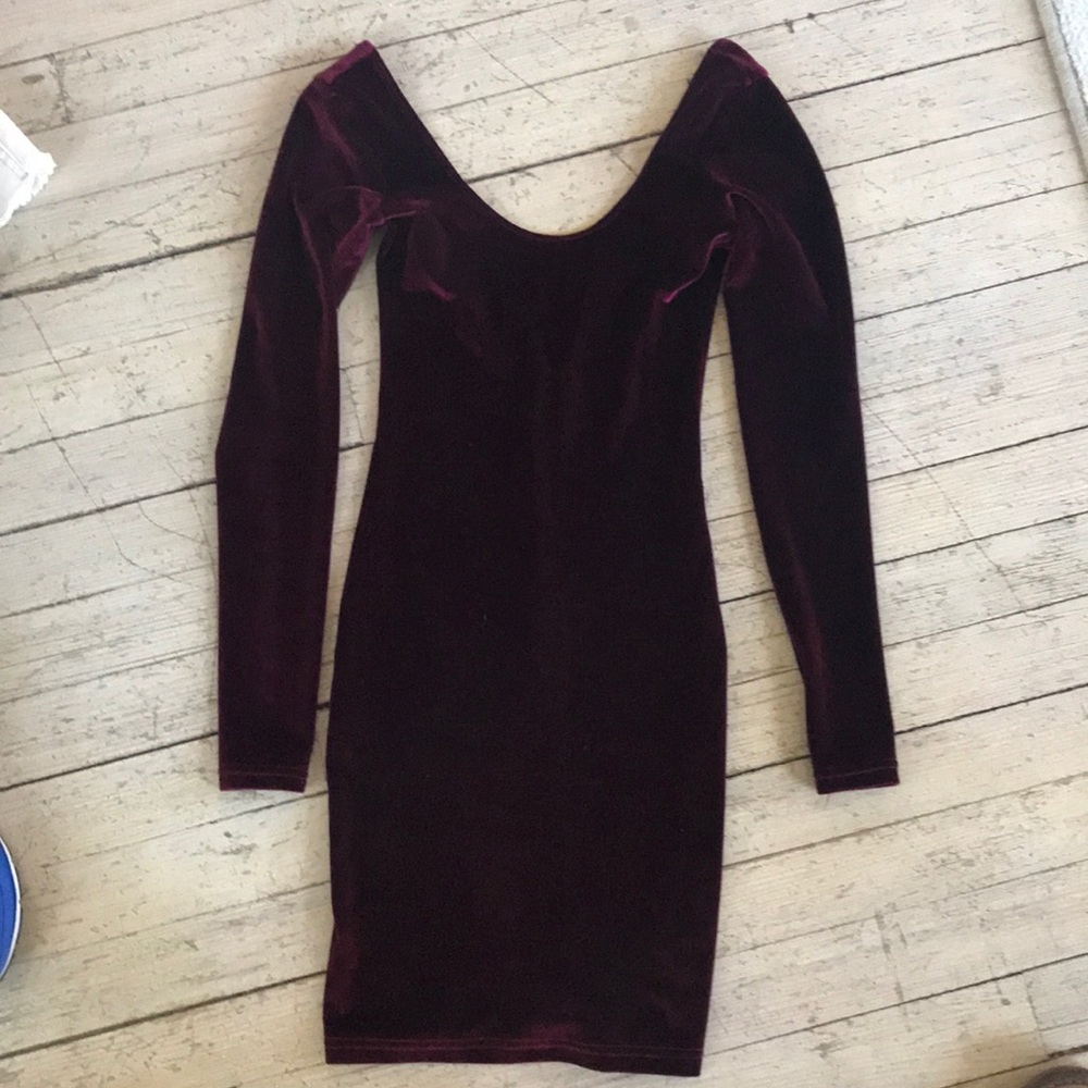 American Apparel Bodycon Dress in Velvet Maroon